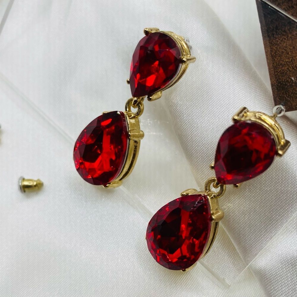 Elegant Red and Gold Drop Earrings